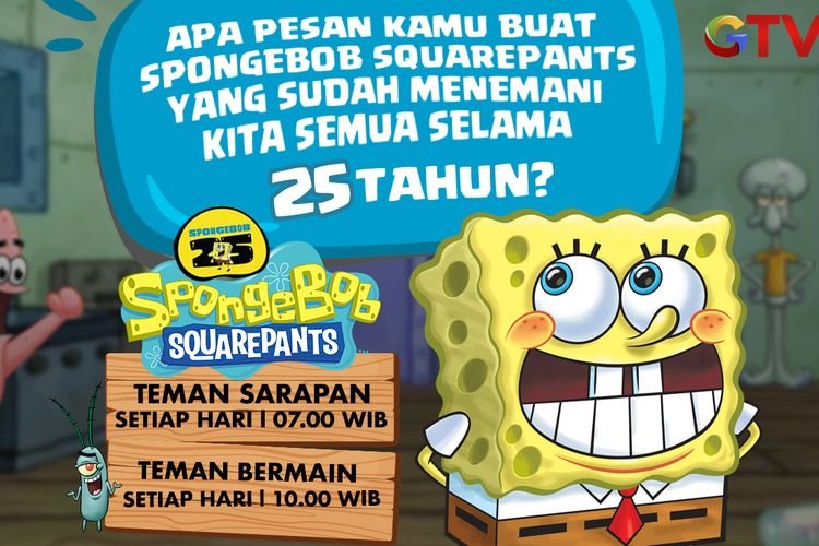 GTV Rayakan Debut Spongebob ke-25 Dengan Episode Yang Makin Seru!