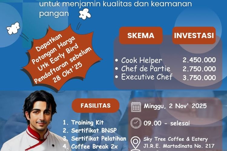 Ingin Jadi Chef Profesional Yang Kompetens? ASMI Buka Pelatihan & Sertifikasi BNSP-nya di Bandung, Amankan Kursinya Sekarang!