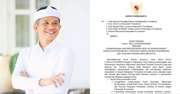 Antisipasi Sebaran Abu Vulkanik Gunung Anak Krakatau, Bupati Purwakarta Terbitkan Surat Edaran Kesiapsiagaan